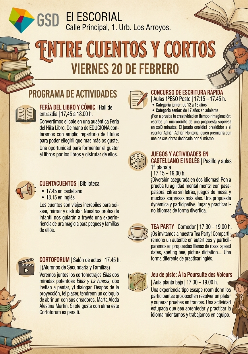 Mucho más que un colegio: GSD El Escorial celebra la jornada «Entre Cuentos y Cortos»